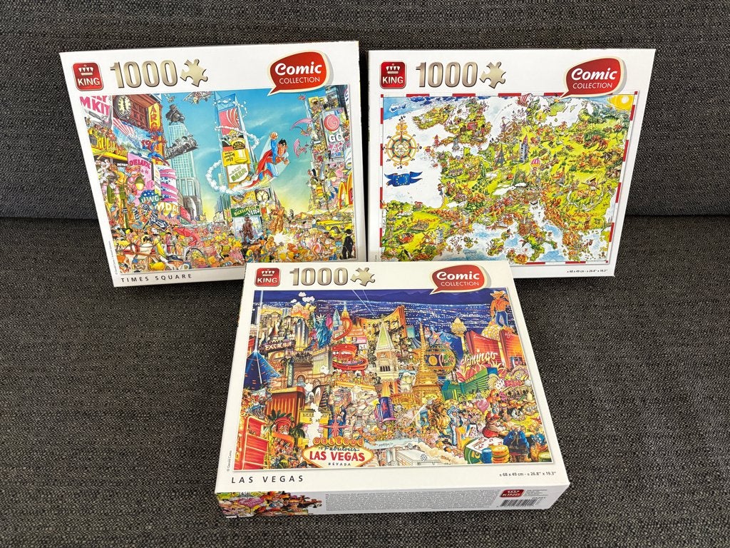 Drie grappige puzzels - elk 1000 stukjes, Hobby en Vrije tijd, Denksport en Puzzels, Ophalen of Verzenden, 500 t/m 1500 stukjes