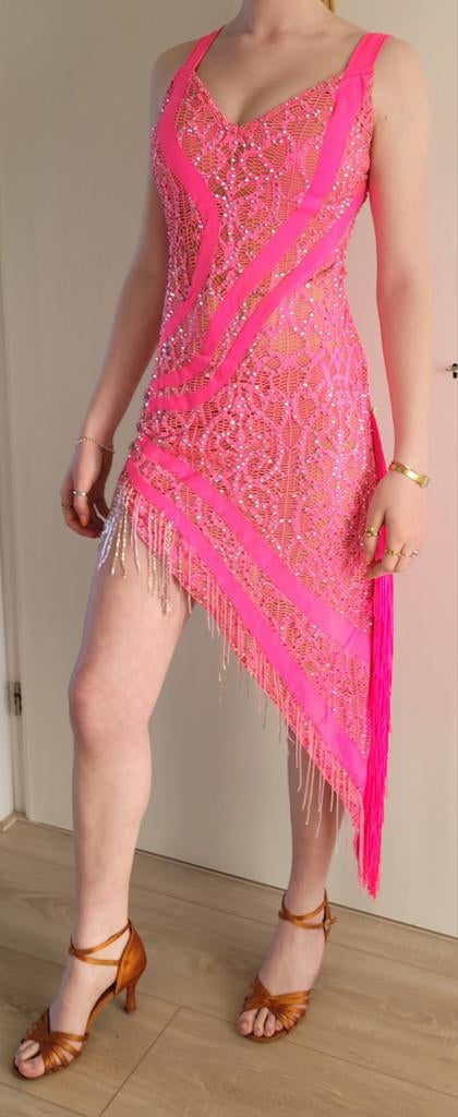 Pracht Dansjurk Ballroom Latin Franjes - Maat S, Info@dansmode.nl, Dansmode B.V., Dansstraat 10, 1234 AB Dansstad, Ophalen of Verzenden