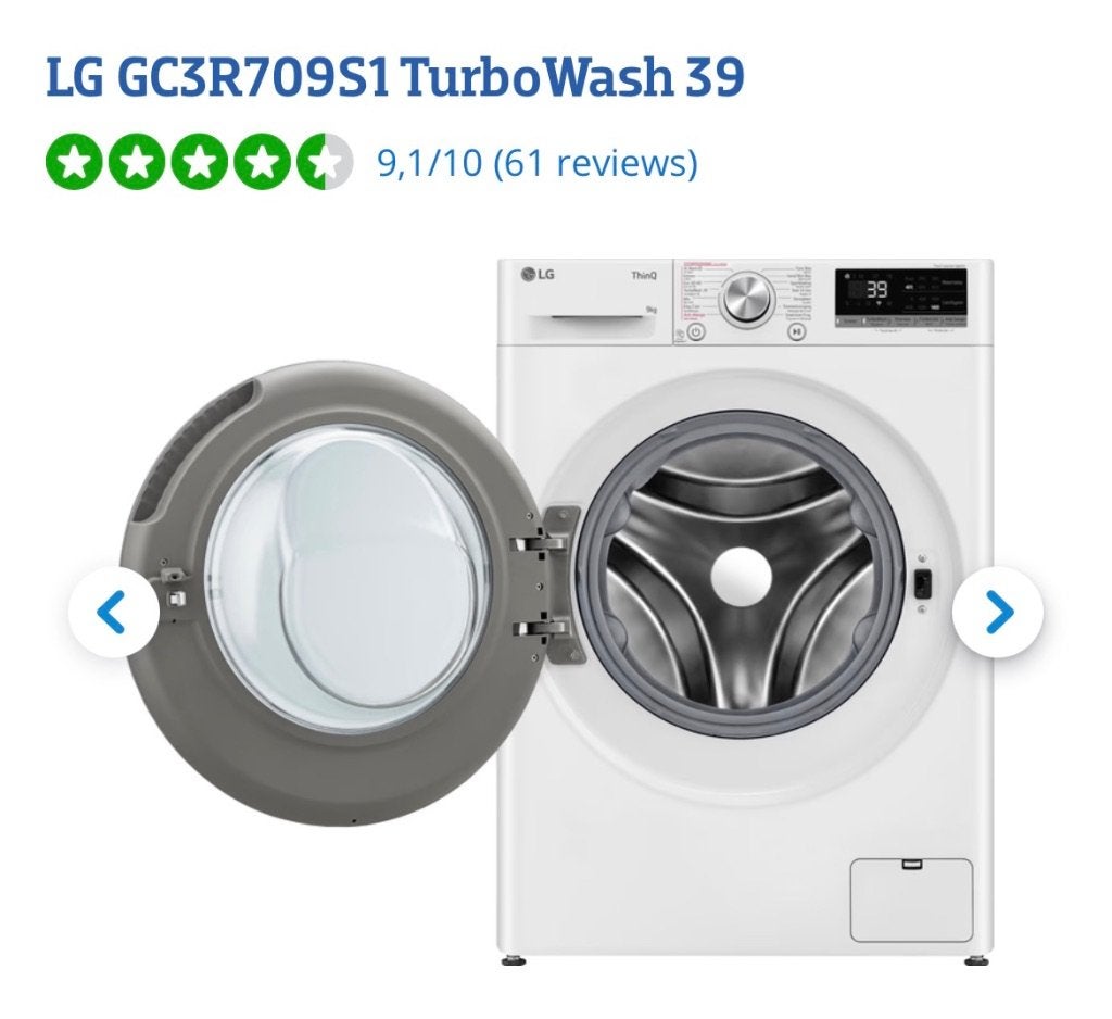 LG GC3R709S1 TurboWash 39 Wasmachine - Gebruikt, Witgoed en Apparatuur, Ophalen, 1200 tot 1600 toeren, Gebruikt, Energieklasse A of zuiniger