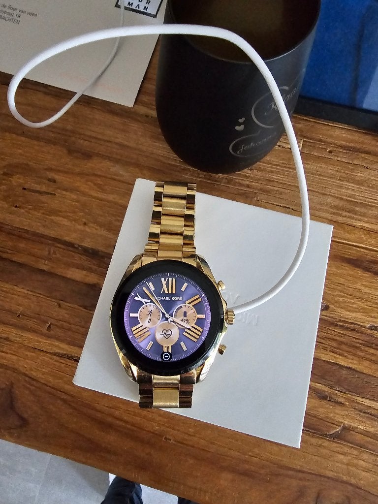 Z.g.a.n Michael Kors Gen 6 heren Smartwatch MKT5136 compleet, Ophalen of Verzenden, Zo goed als nieuw, Conditie, Waterdicht