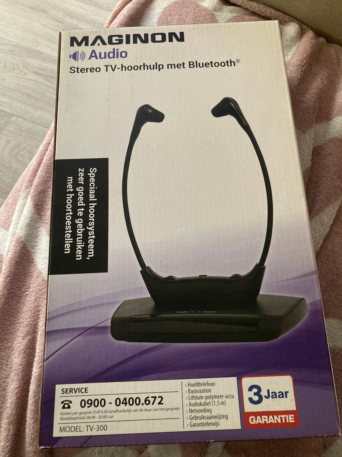 Stereo TV-hoorhulp met bleutooth, ook voor gehoortoestellen, Computers en Software, Ophalen of Verzenden, Mute-functie, Zo goed als nieuw