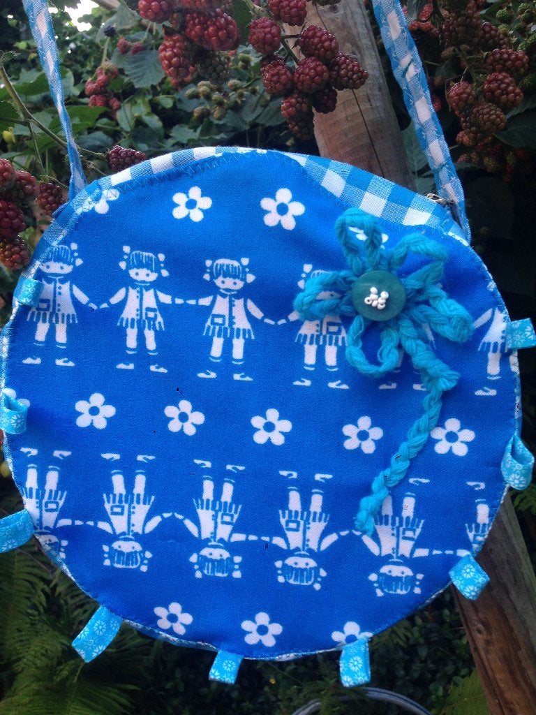 Ronde tas van Pippa & Lies van leuke vintage stof, Ophalen of Verzenden, Nieuw, Blauw, Overige typen