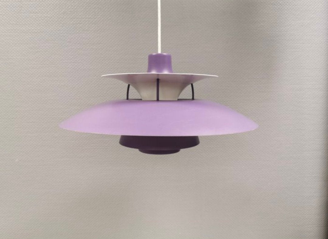 Louis Poulsen PH5 hanglamp paars / lila, Gebruikt, Metaal, Deens design, Jaren '70, Vintage, Retro, E27 (groot)