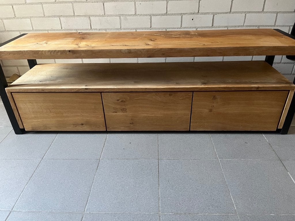 Eikenhout TV-Meubel, Huis en Inrichting, Kasten | Televisiemeubels, Ophalen, Gebruikt, 100 tot 150 cm, Rustiek
