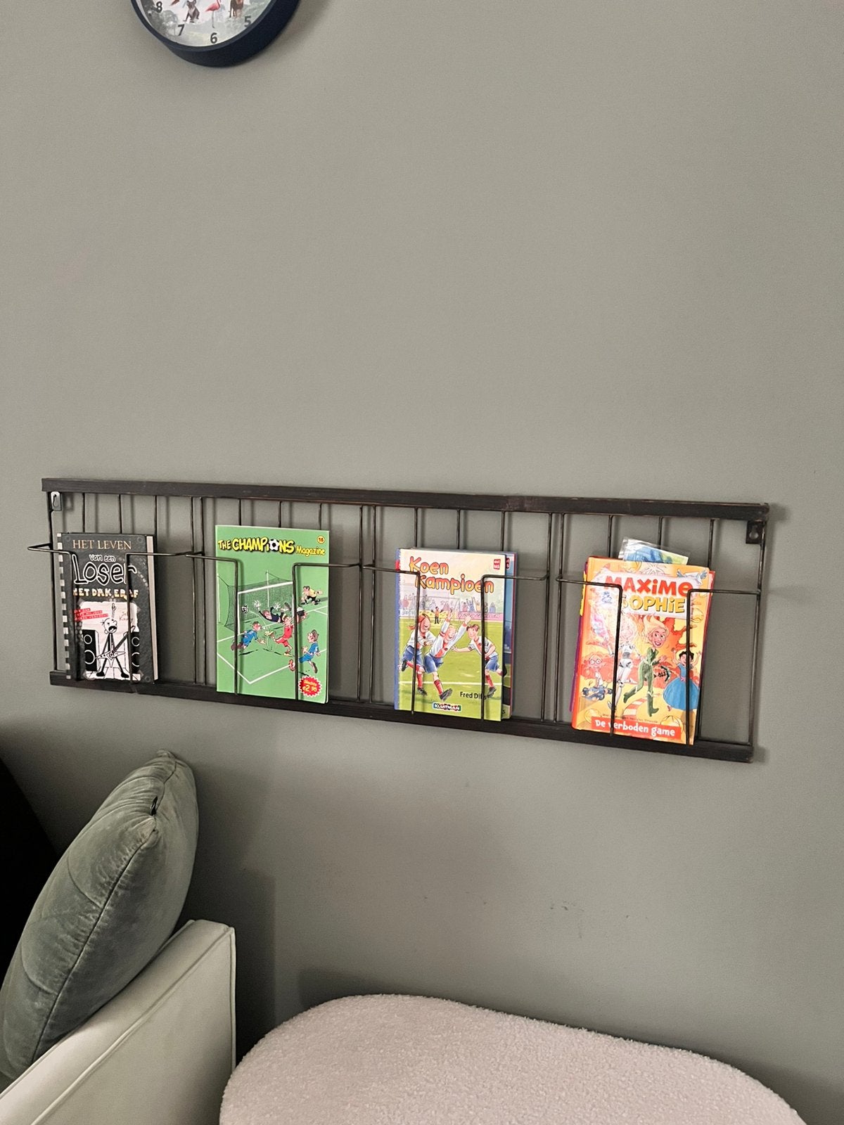 2x Vintage Tijdschriftenrek/Boekenrek met 4 Vakken, Ophalen, Met plank(en), Gebruikt, 50 tot 100 cm