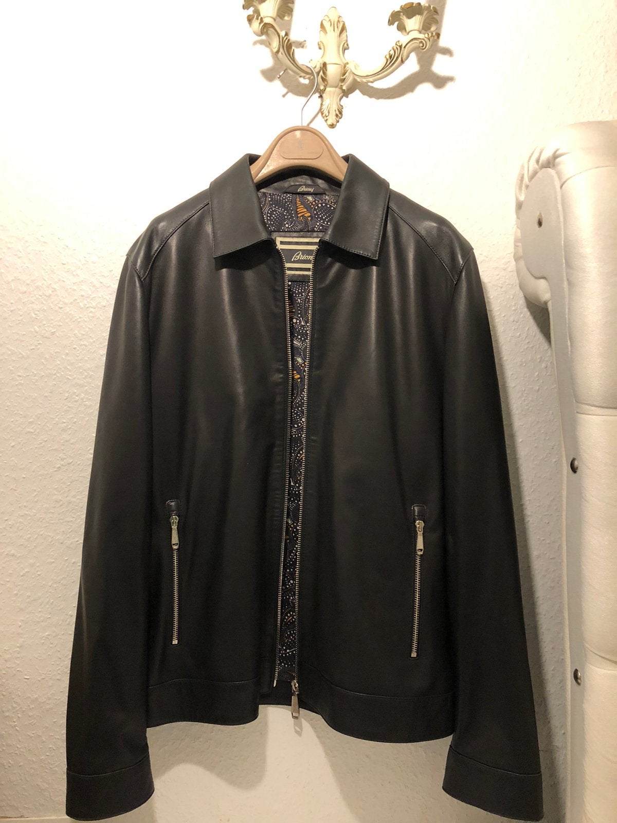 Brioni Leather Jacket - Size 50-52 - Brandnew, Ophalen of Verzenden, Nieuw, Overige maten, Zwart