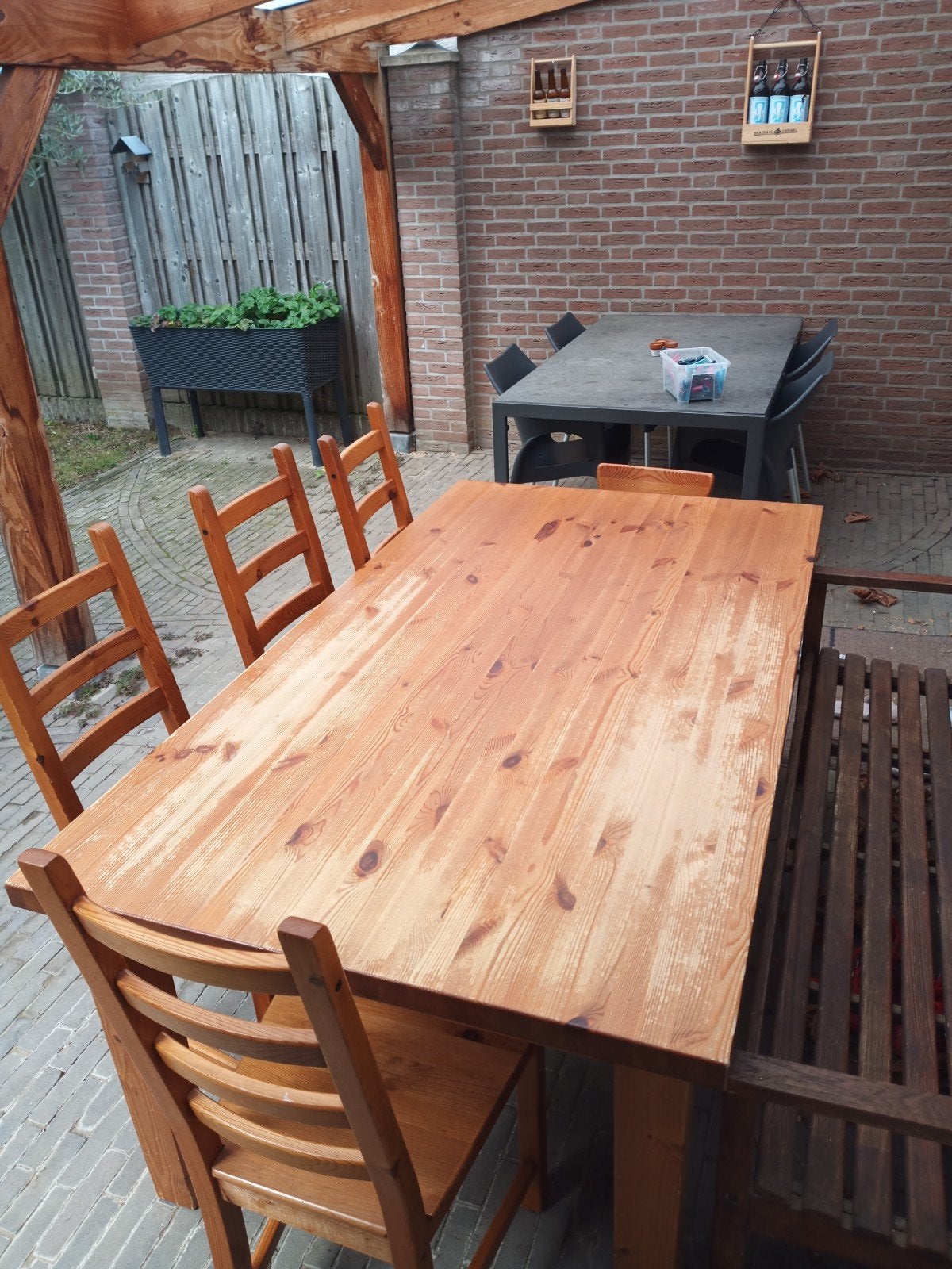 Eettafel met 4 stoelen (Ikea), Ophalen, Gebruikt, 100 tot 150 cm, Vijf personen of meer