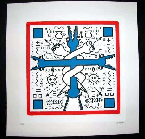 Kruisdraak zeefdruk 30 x 30 cm - Henk de Bouter E1060, Antiek en Kunst, Kunst | Litho's en Zeefdrukken