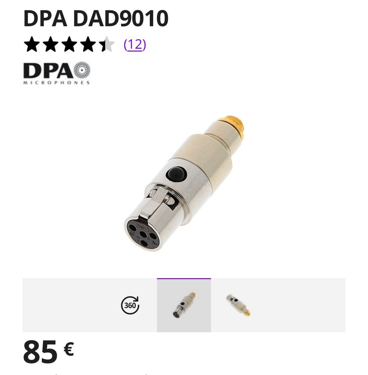 DPA DAD9010 Microfoon Adapter - Zo goed als nieuw, Muziek en Instrumenten, Ophalen of Verzenden, Zo goed als nieuw, Overige typen
