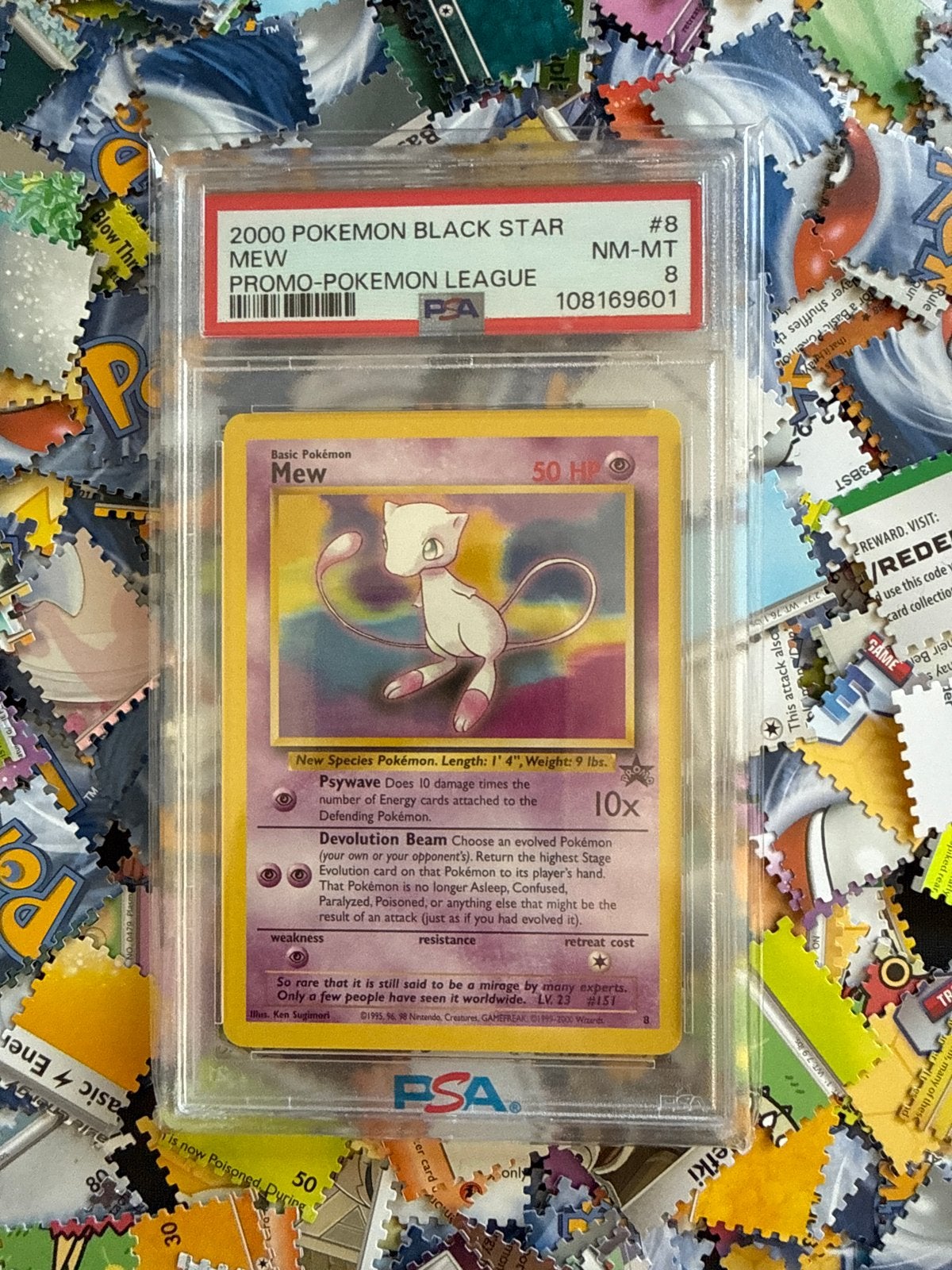 2000 Pokémon Black Star Mew Promo PSA 8 NM-MT, Ophalen of Verzenden, Zo goed als nieuw, Losse kaart
