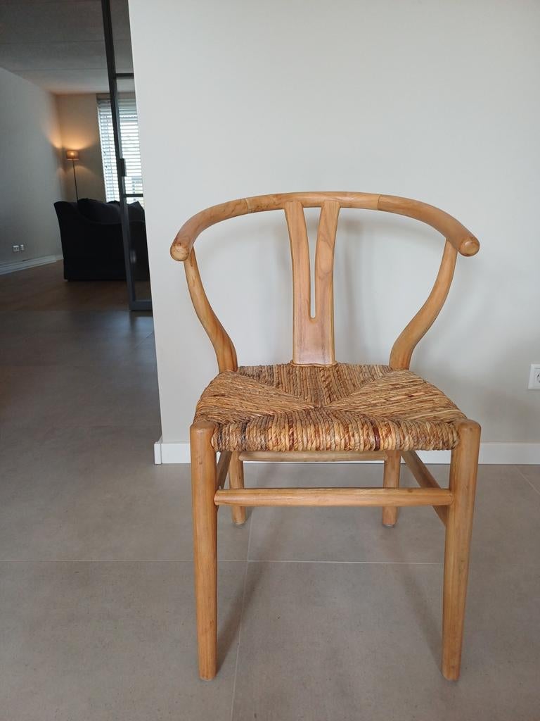 Ronde teak eettafel 140 cm en 4 stoelen, Huis en Inrichting, Ophalen, Zo goed als nieuw, Vijf personen of meer, Landelijk, sober, stoer, robuust,puur, boho, vintage,