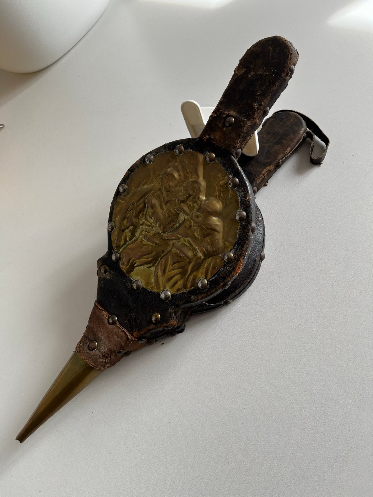 Antieke blaasbalg met koperen reliëf, Ophalen of Verzenden