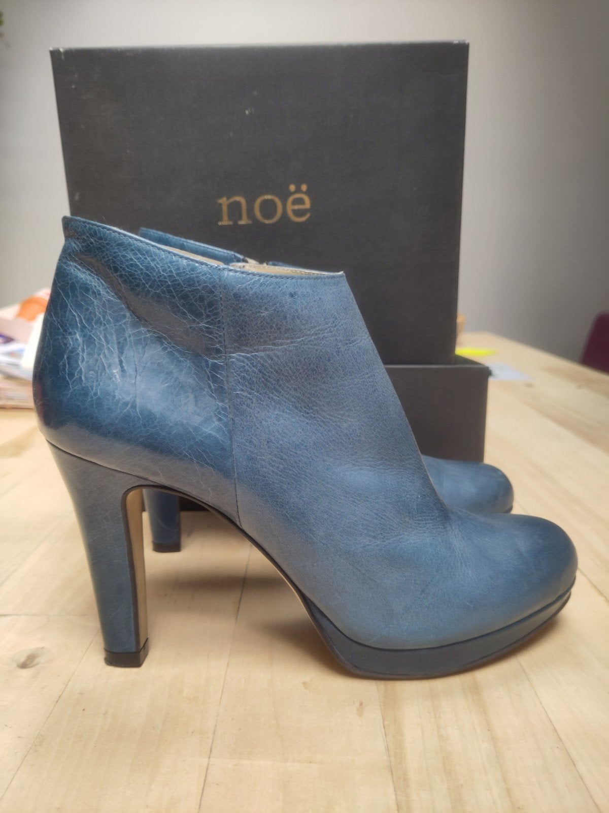 Leuke Noë enkellaarsjes - Petrol kleur - Maat 40, Blauw, Lage of Enkellaarzen, Ophalen of Verzenden, Zo goed als nieuw