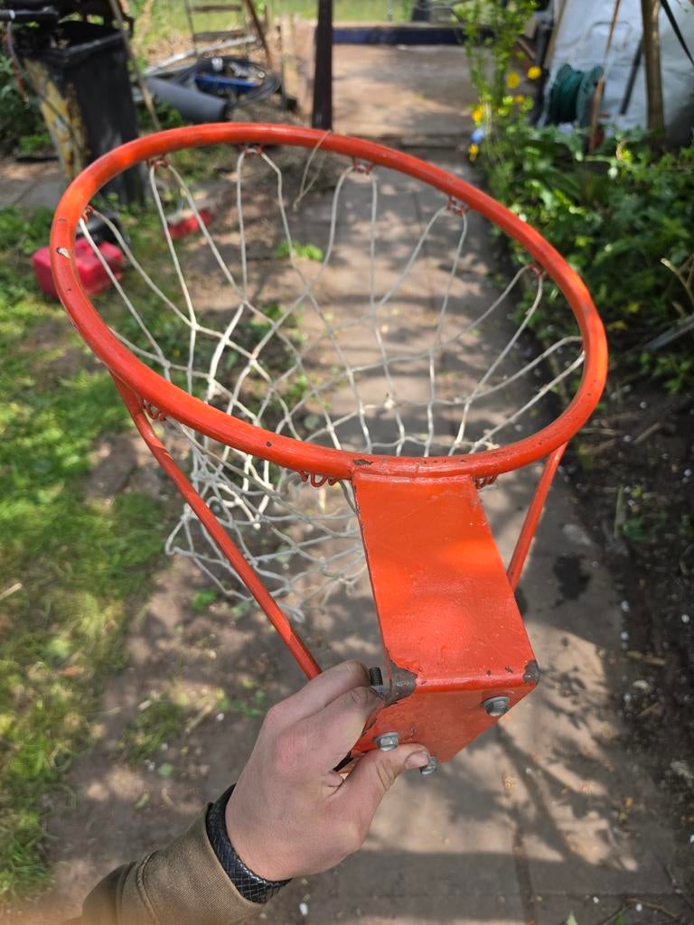 Basketbalnet om op te hangen - Oranje ring met net, Ophalen, Gebruikt, Ring, Bord of Paal