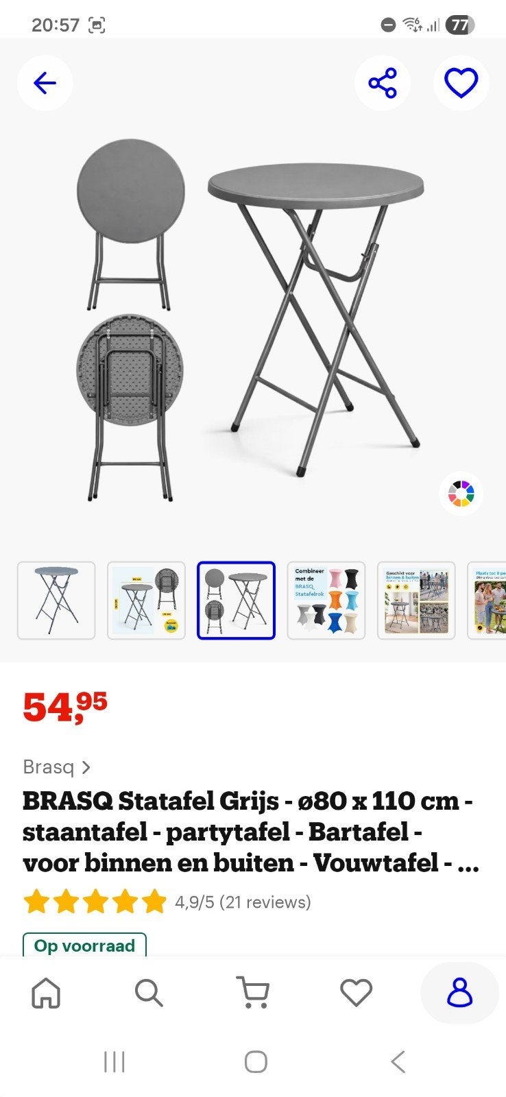 Brasq statafel grijs. Nieuw in verpakking, Ophalen of Verzenden