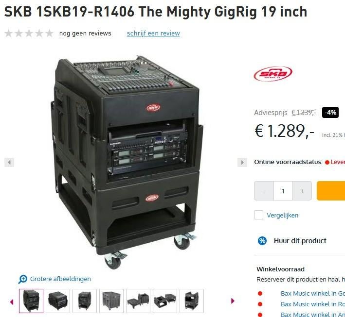 SKB 1SKB19-R1406 The Mighty GigRig 19" Flightcase taperack, Ophalen, Zo goed als nieuw, Speaker of Versterker, Flightcase