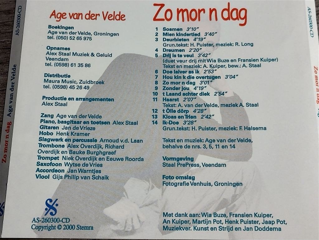 Age Van Der Velde ‎- Zo Mor N Dag, Ophalen of Verzenden, Zo goed als nieuw, Levenslied of Smartlap