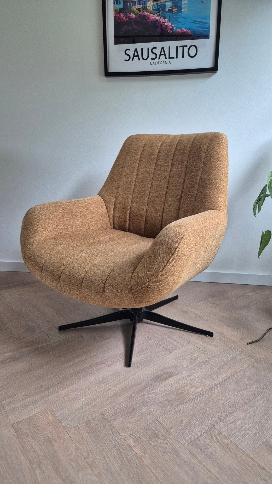 Draaibare fauteuil/stoel - Okergeel, Overige kleuren, Zo goed als nieuw, Ophalen, Modern, Comfortabel, Draaibaar