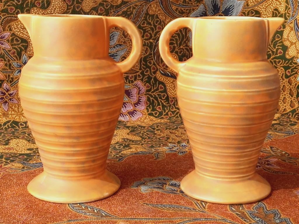 Mooi stel originele Art Deco kannetjes uit Engeland 13,6 cm., Ophalen of Verzenden