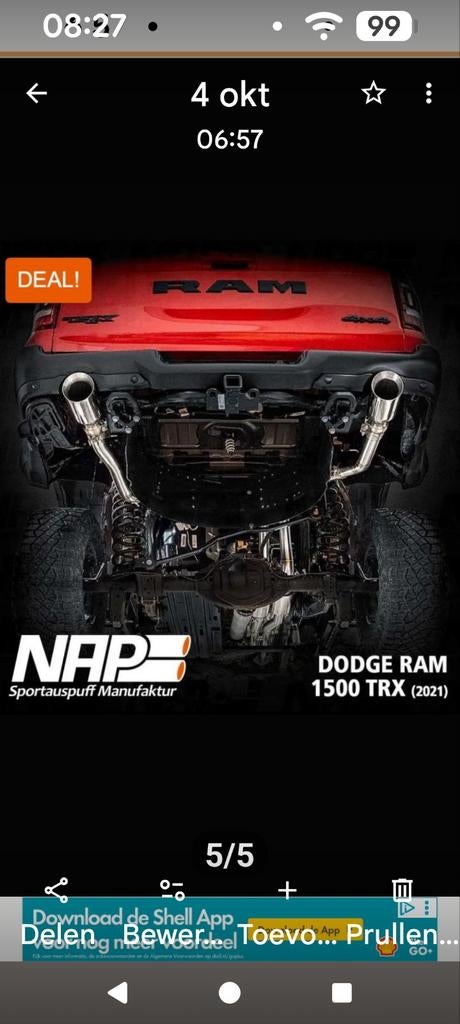 NAP Sportuitlaat Dodge Ram 1500 TRX (2021), Ophalen of Verzenden, Nieuw, Dodge