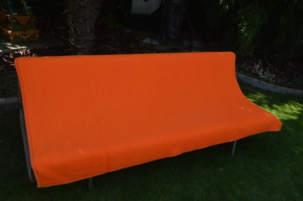 Vintage Acryl deken/ sprei / woondeken jaren 70 kleur oranje, Gebruikt, Eenpersoons, Dekbedovertrek, Overige materialen