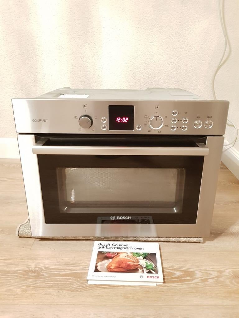 ZEER NETTE BOSCH RVS COMBI OVEN EN MAGNETRON, Ophalen, Zo goed als nieuw, Hete lucht, 45 tot 60 cm