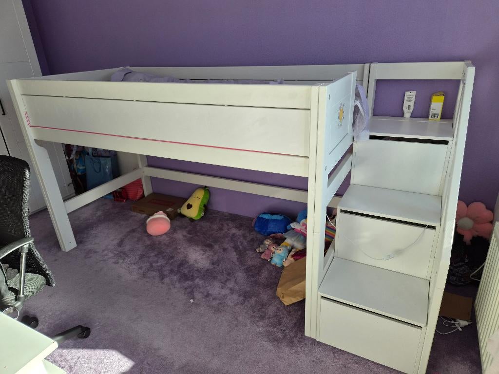 Halfhoogslaper bed met trapkast, Ophalen, 85 tot 100 cm, Zo goed als nieuw, 180 cm of meer