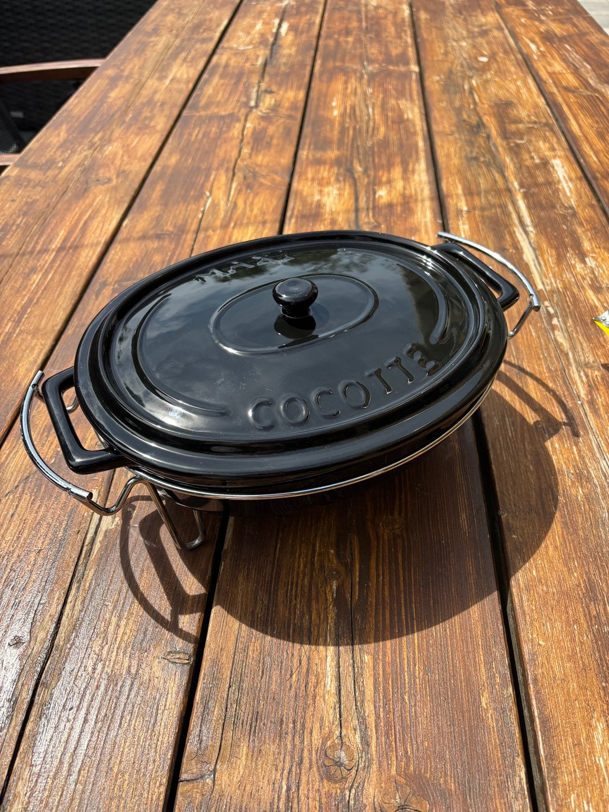 Cocotte Ovenschaal met Warmhouder, Ophalen, Zo goed als nieuw, Gietijzer