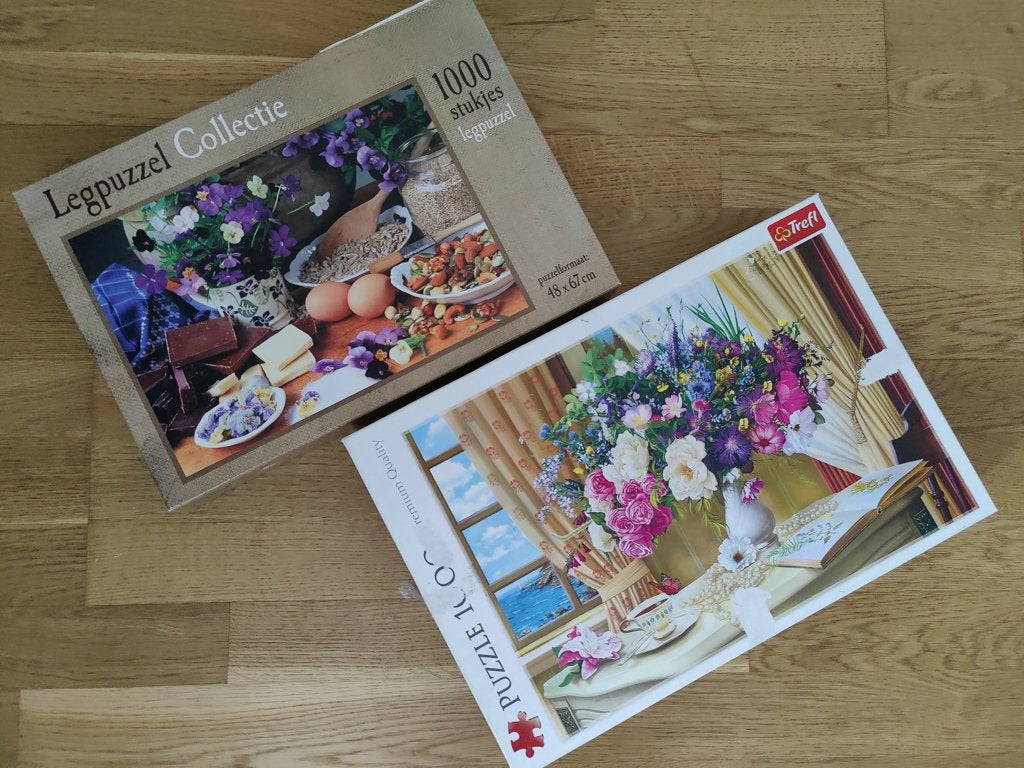 Legpuzzels stilleven tafereel, ieder 1000 stukjes, Ophalen of Verzenden, 500 t/m 1500 stukjes, Gebruikt, Legpuzzel