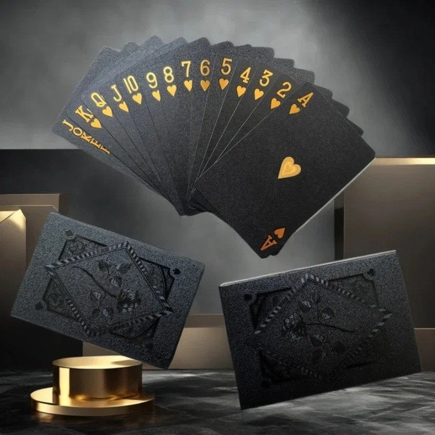 Zwart gouden waterdichte speelkaarten / poker set (54 stuks), Ophalen of Verzenden, Nieuw