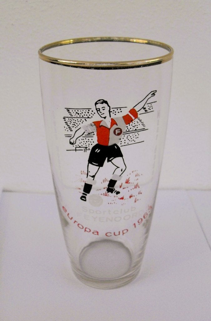 Feijenoord-Benfica Europacup 1 Glas 1963 Rotterdam, Verzamelen, Sportartikelen en Voetbal, Zo goed als nieuw, Overige typen, Feyenoord