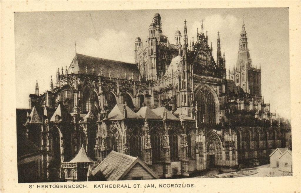 s Hertogenbosch. Kathedraal St. Jan, Noordzijde. - ongelopen, Ophalen of Verzenden, 1920 tot 1940, Ongelopen, Noord-Brabant