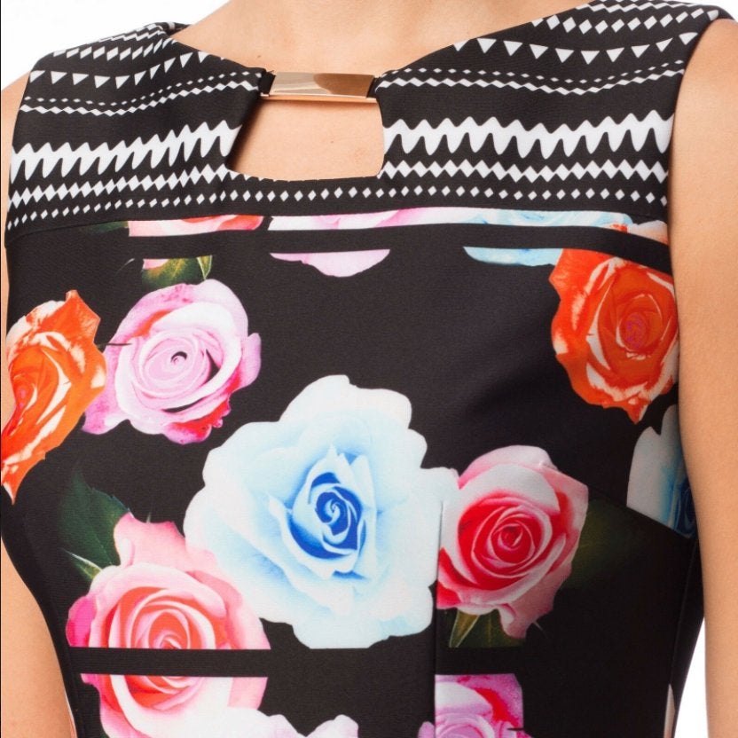 Joseph Ribkoff chique stretch roos/print jurk mt 32/XS, Overige kleuren, Verzenden, ., Joseph Ribkoff