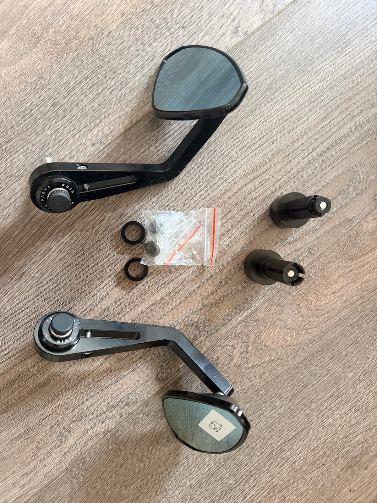 PUIG bar end spiegels F900R/XR incl. adapter stuurgewichten, Ophalen of Verzenden, Gebruikt