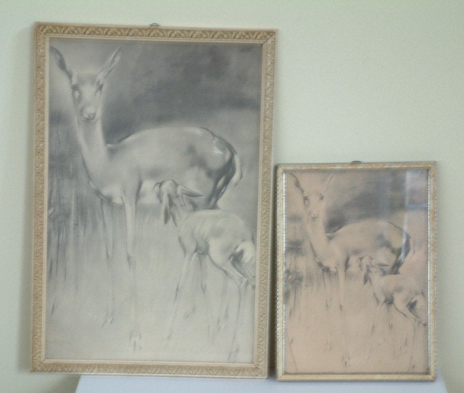 Han Meegeren   met de hertjes, Papier/karton, Ophalen of Verzenden, Dieren, Print