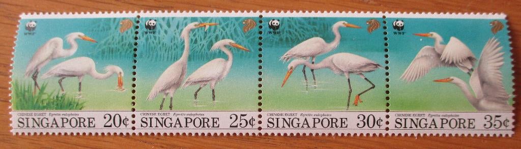 Singapore, WWF serie Chinese zilverreiger, Verzenden, Postfris, Dier of Natuur