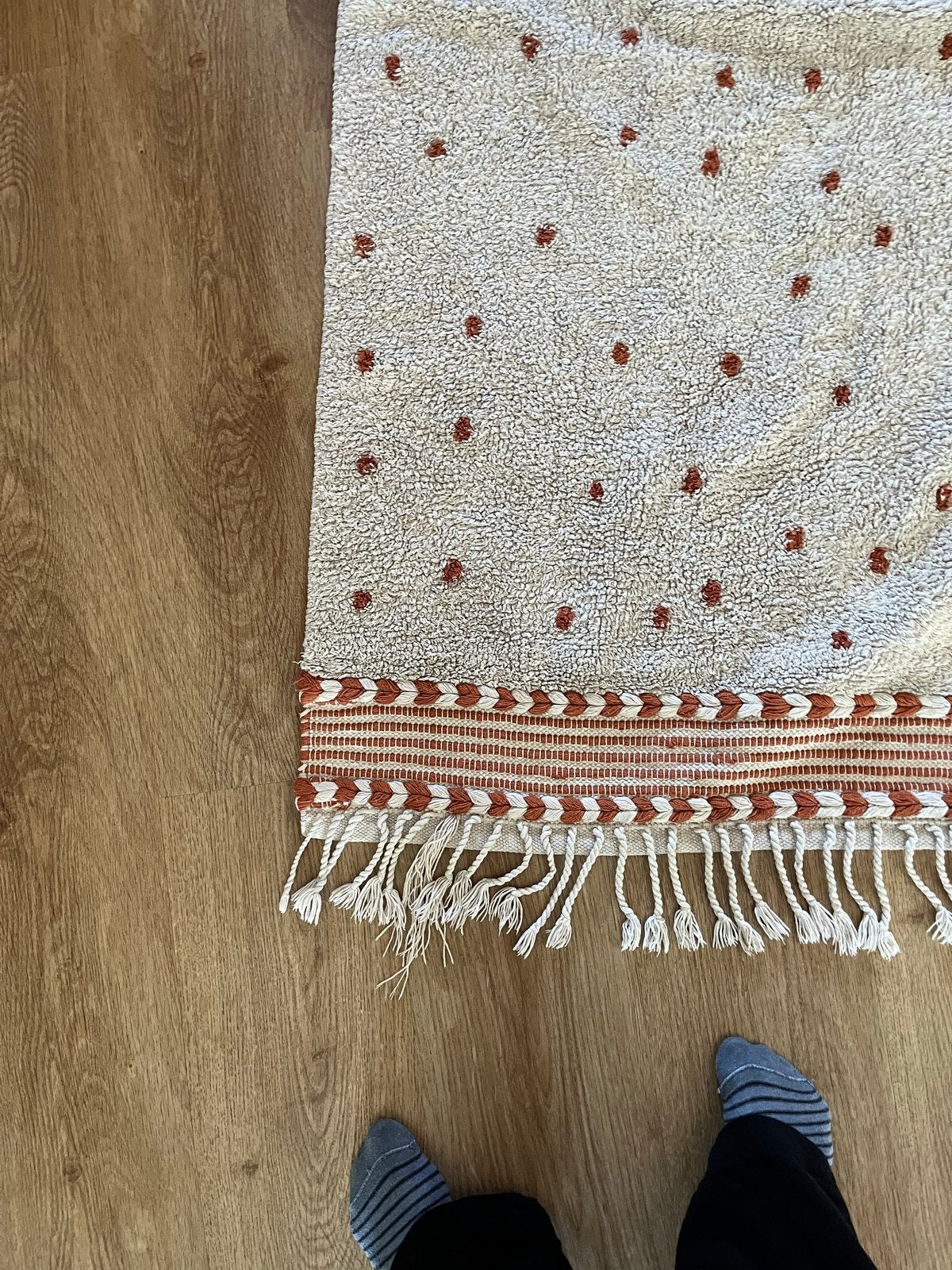Boho chic vloerkleed 170x70 cm - Zara Home, Zo goed als nieuw, Crème, 150 tot 200 cm, Rechthoekig