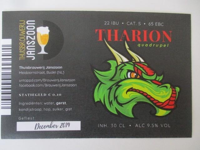 bieretiket nederland 16-4 (F2) thuisbrouwerij Janszoon, Verzamelen, Ophalen of Verzenden, Nieuw, Overige typen, Overige merken