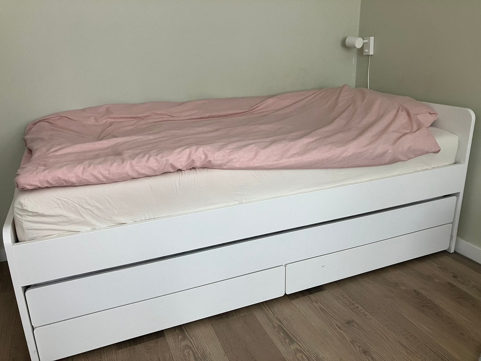 Ikea bed met uitschuifbed en lades, Huis en Inrichting, 90 cm, Eenpersoons, Wit, Ophalen of Verzenden