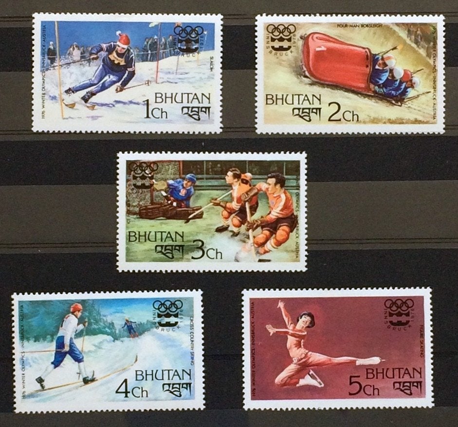 Bhutan Postfris 1976 Olympische Winter Spelen Innsbruck, Postzegels en Munten, Ophalen of Verzenden, Postfris, Sport