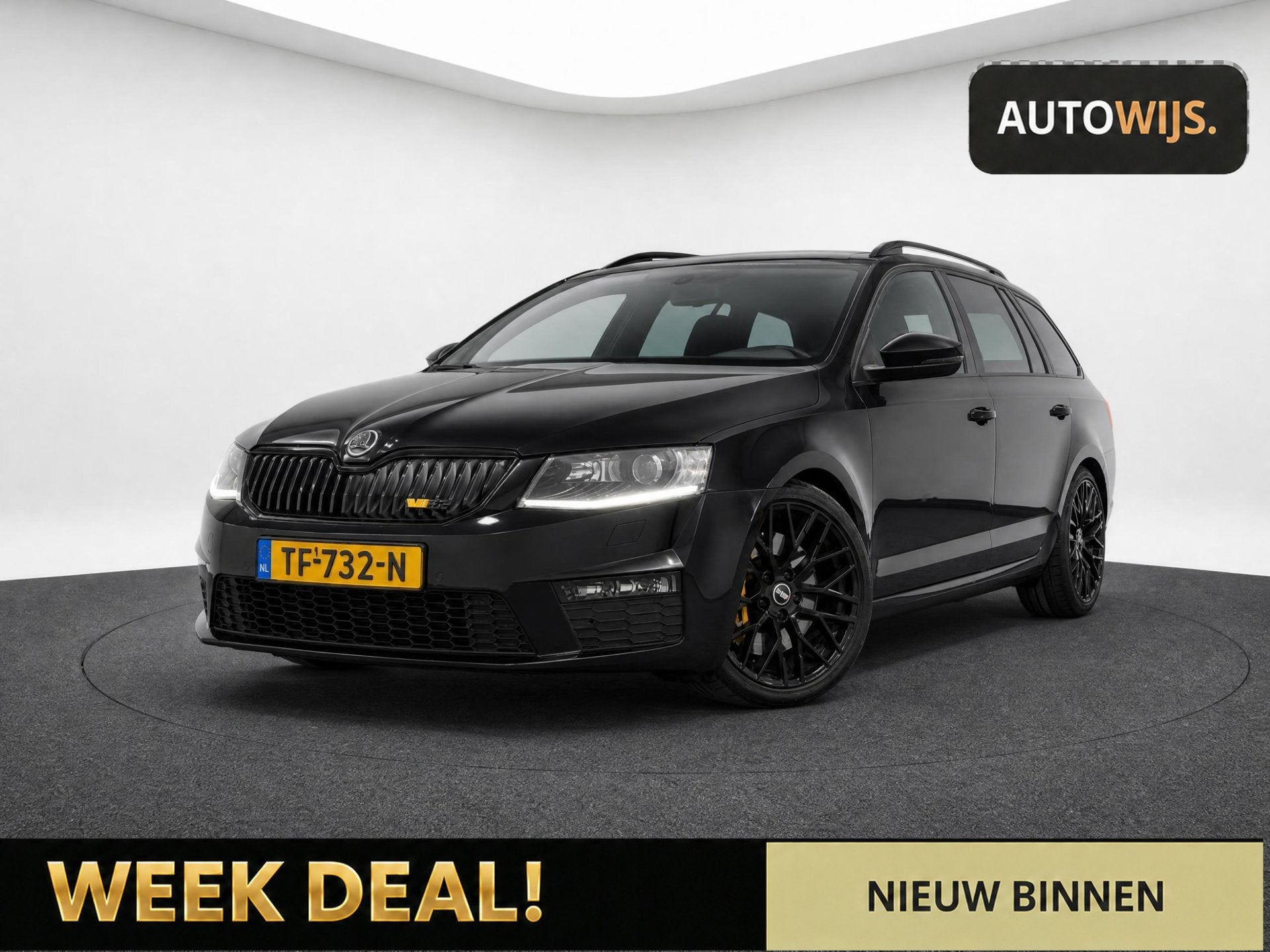 Skoda Octavia Combi 2.0 TDI RS|184PK|AUT|PANO|HALF LEER|D-RI, Auto's, Zwart, 4 cilinders, Leder en Stof, Zwart
