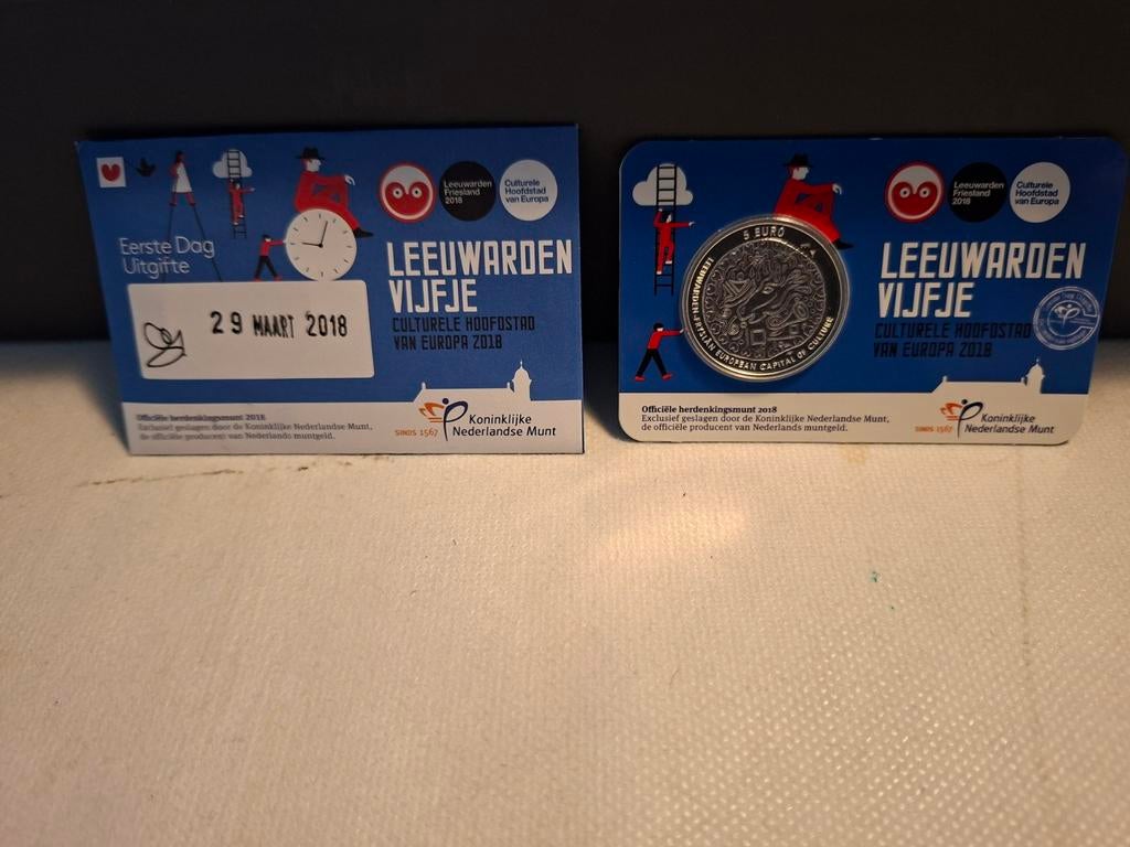 Leeuwarden Vijfje 2018 - Eerste Dag Uitgifte, Postzegels en Munten, Munten | Nederland, Verzenden, Koningin Beatrix, Euro's, Losse munt