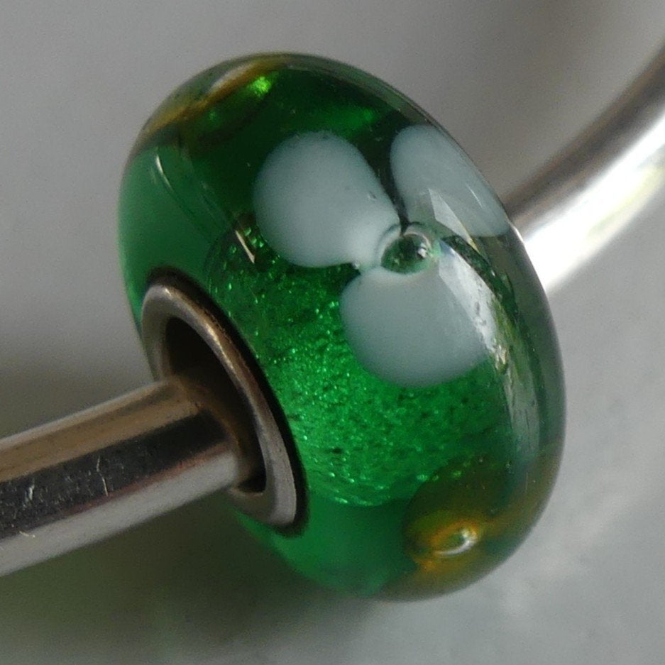Trollbeads HELDERGROENE BLOEMEN UNIVERSAL UNIQUE bead, Sieraden, Tassen en Uiterlijk, Bedels, Overige merken, Gebruikt, -, Verzenden