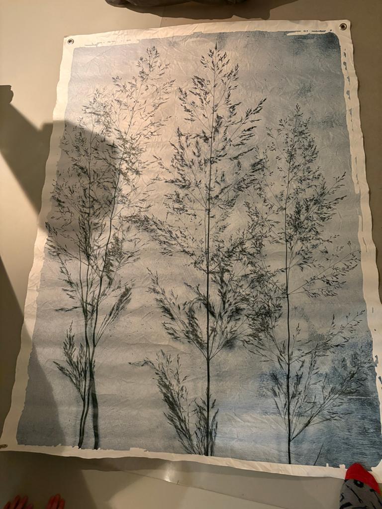 Landelijk wanddoek met botanische print, Gebruikt, Meerkleurig, Ophalen of Verzenden, Wandkleed