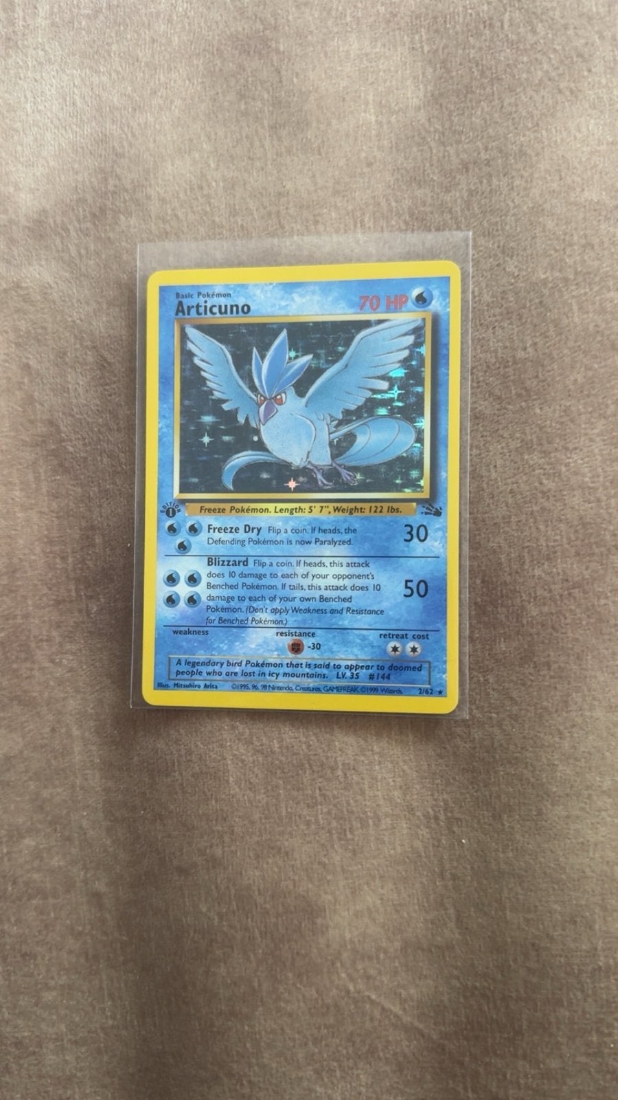 Pokémon Articuno 2/62 Fossil Set Holo first edition, Ophalen of Verzenden, Zo goed als nieuw, Losse kaart, Foil