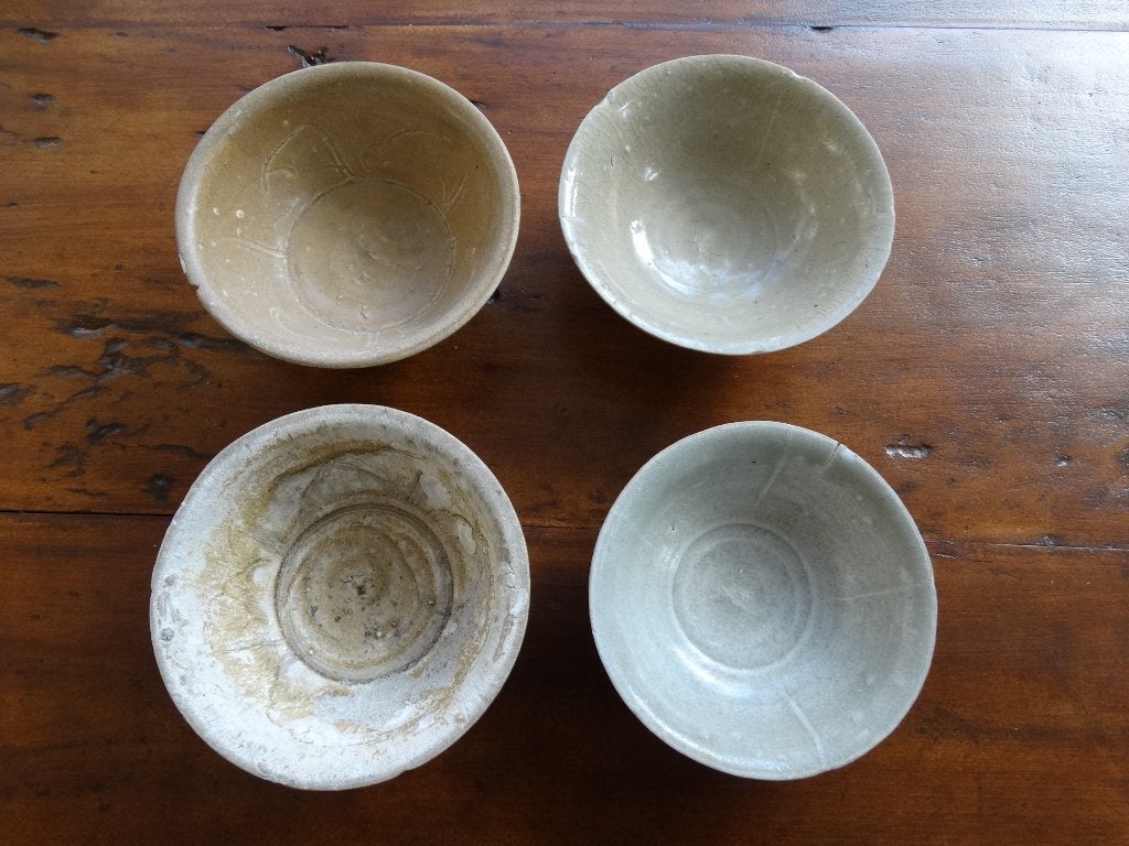 4 antieke kommen waaronder cargo vondst gres, China, Chinees, Antiek en Kunst, Antiek | Keramiek en Aardewerk, Ophalen of Verzenden