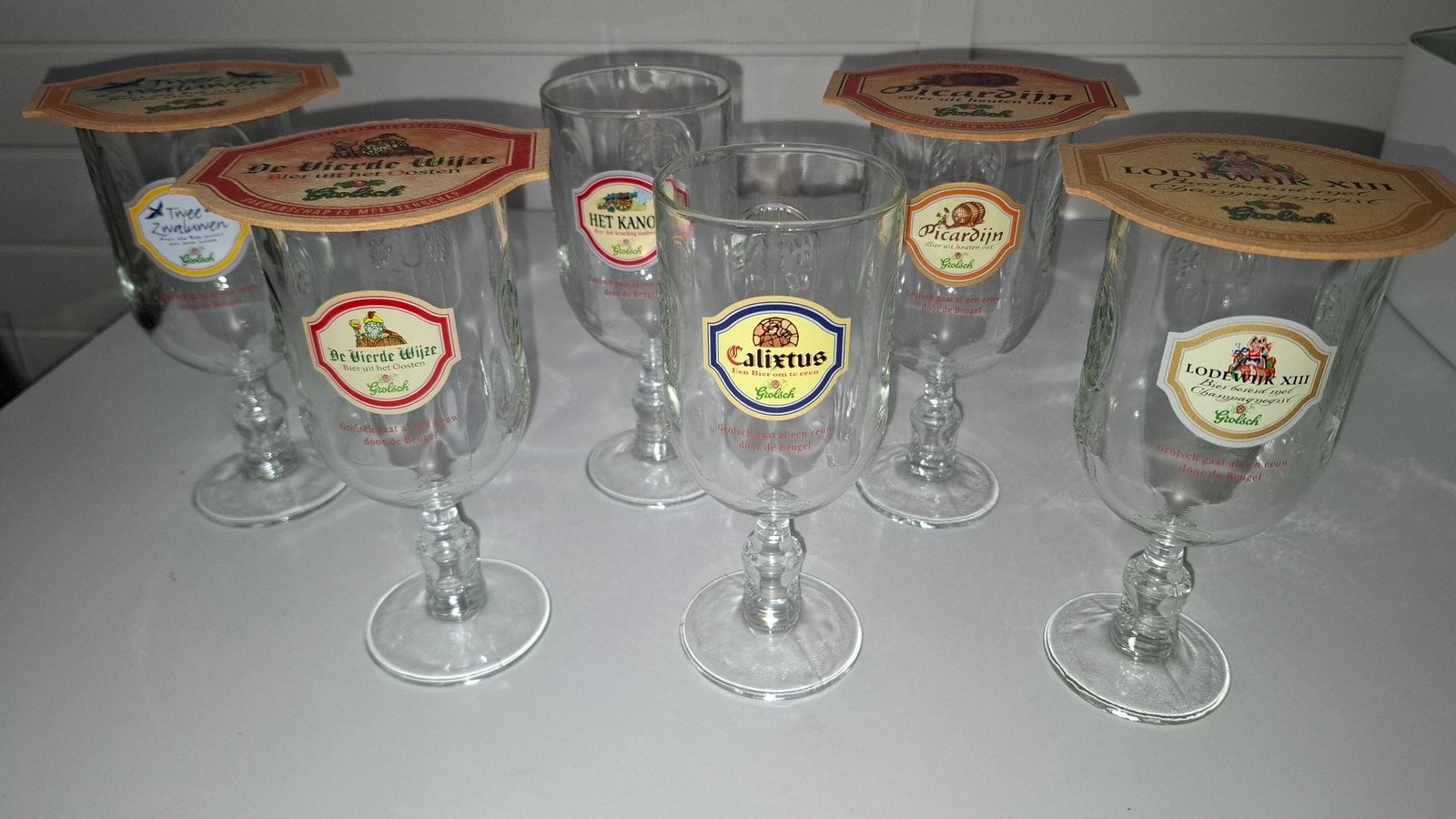 Glazen Grolsch actieglazen 1997, Verzamelen, Ophalen, Nieuw, Bierglas