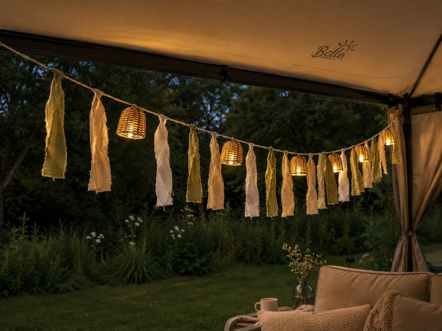 Lampjes slinger | solar lampjes | beige creme olijf, Ophalen of Verzenden, Zo goed als nieuw, Versiering, Overige