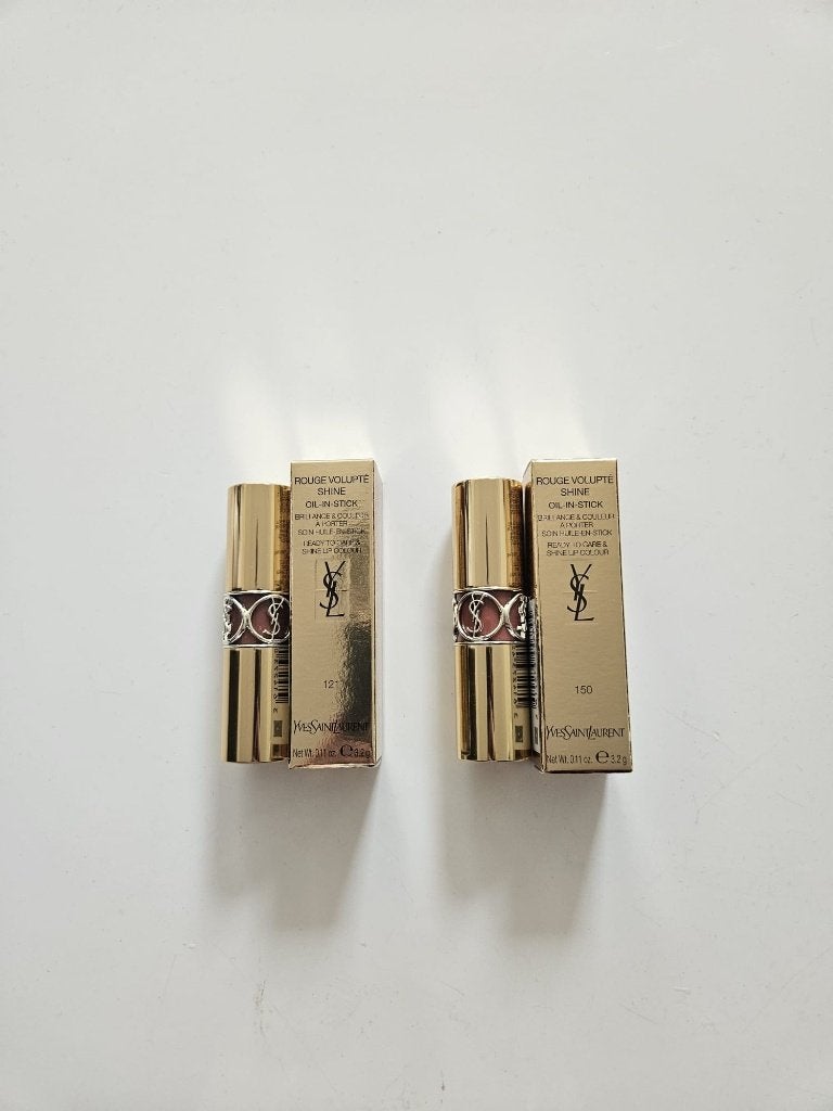 2 YSL Rouge Volupte Shine Oil-in-Sticks, 150 en 121, Lippen, Nieuw, Ophalen of Verzenden, Make-up