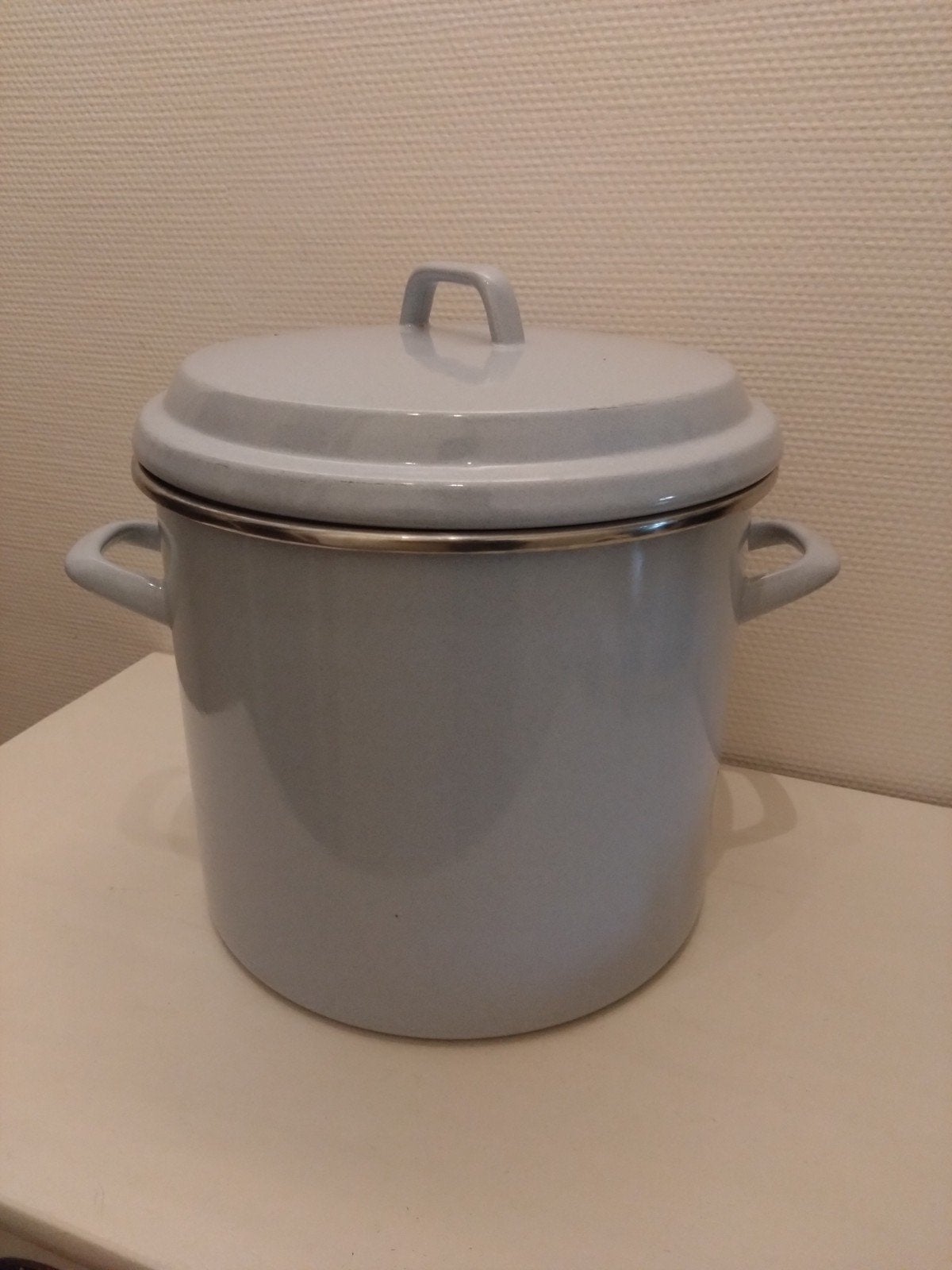 Grote ouderwetse emaille kookpan., Ophalen of Verzenden, Gebruikt, Rvs